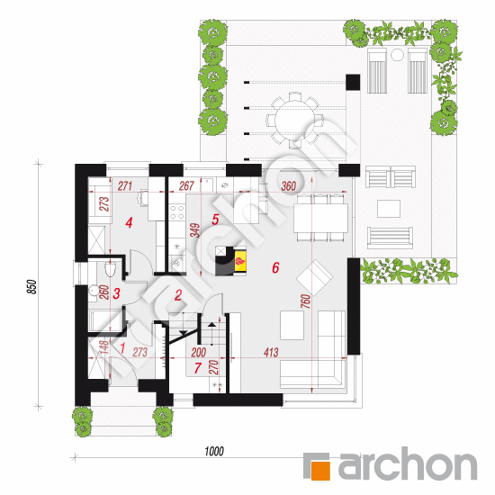 Проект будинку ARCHON+ Будинок в немофілах План першого поверху