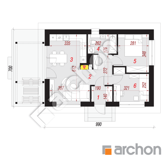 Проект дома ARCHON+ Дом в коручках 7 План першого поверху