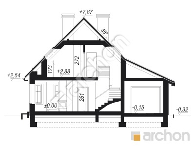 Проект дома ARCHON+ Дом в винограде (Г) вер.3 Розріз будинку