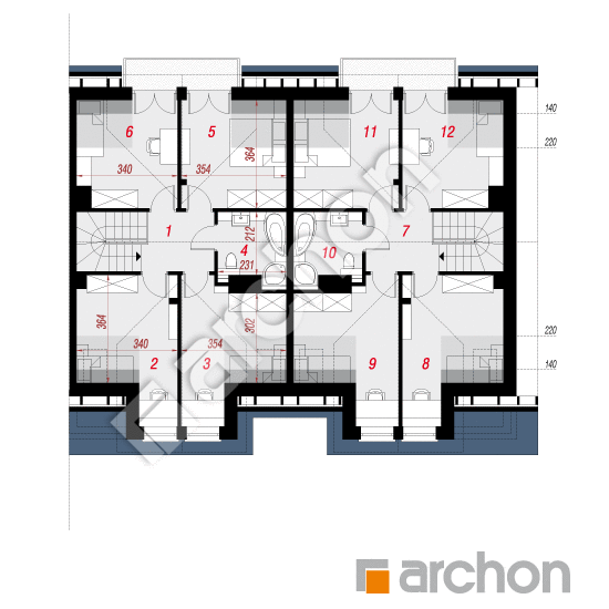 Проект дома ARCHON+ Дом в клематисах 9 (Р2БТА) План мансандри