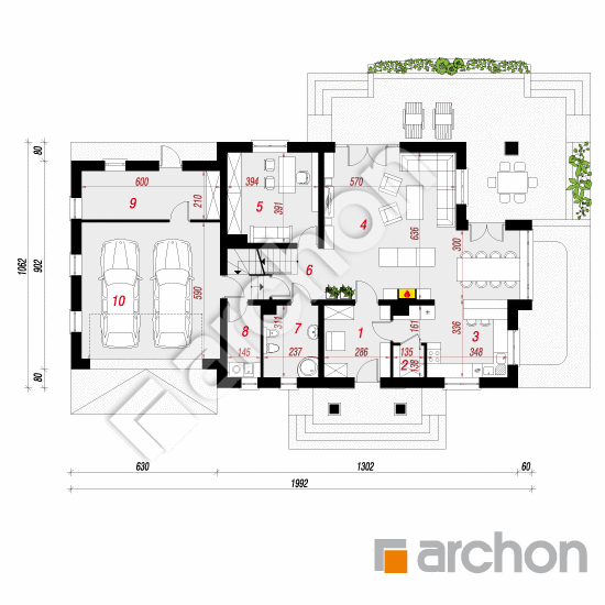Проект дома ARCHON+ Дом в каллах 3 (Г2П) План першого поверху