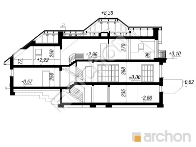 Проект дома ARCHON+ Дом в каллах 3 (Г2П) Розріз будинку
