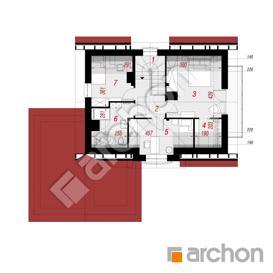 Проект дома ARCHON+ Дом в кориандре 2 (Г) вер.2 План мансандри