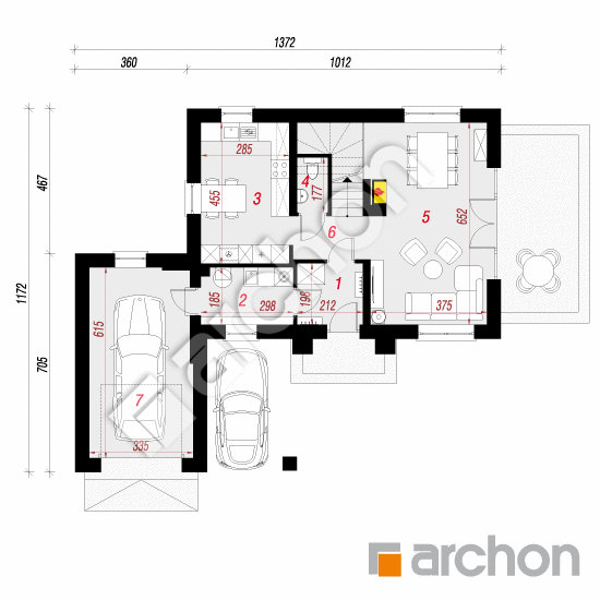 Проект дома ARCHON+ Дом в кориандре 2 (Г) вер.2 План першого поверху