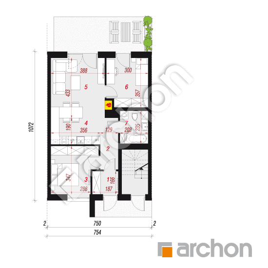 Проєкт будинку ARCHON+ Будинок при тракті 2 (Р2СА) вер.2 План першого поверху