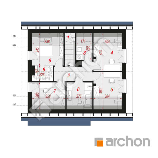 Проект дома ARCHON+ Дом в бруснике 5 (Е) ВИЭ План мансандри