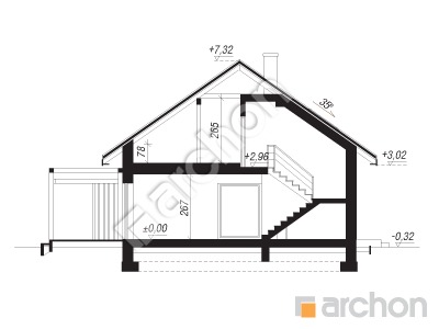 Проєкт будинку ARCHON+ Будинок у вівсянниці 2 (Г) Розріз будинку