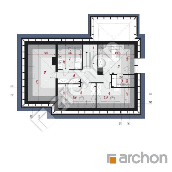 Проект дома ARCHON+ Дом в лазурах План мансандри
