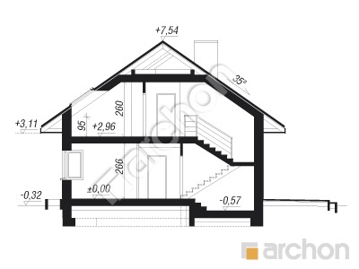 Проект дома ARCHON+ Дом в лазурах Розріз будинку