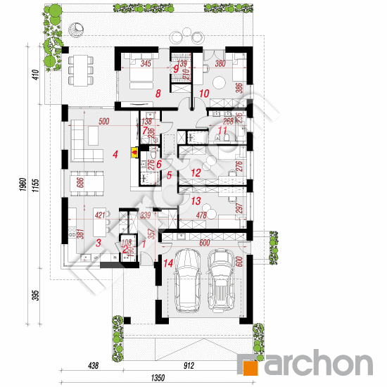 Проект дома ARCHON+ Дом в ренклодах 28 (Г2) План першого поверху