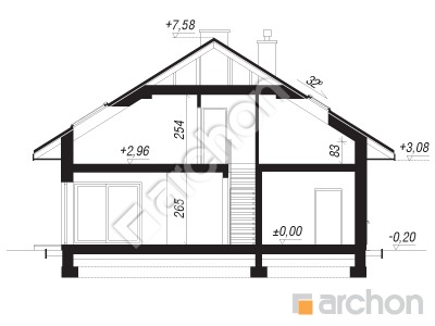 Проект дома ARCHON+ Дом в хакетиях 9 (Г) Розріз будинку