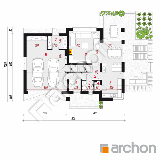 Проект будинку ARCHON+ Будинок в орлішках (Г2П) План першого поверху