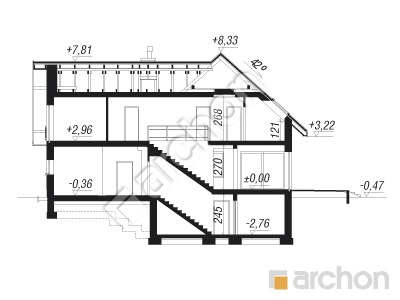 Проєкт будинку ARCHON+ Будинок в орлішках (Г2П) Розріз будинку