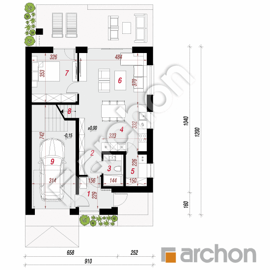 Проект дома ARCHON+ Дом в арлетах План першого поверху