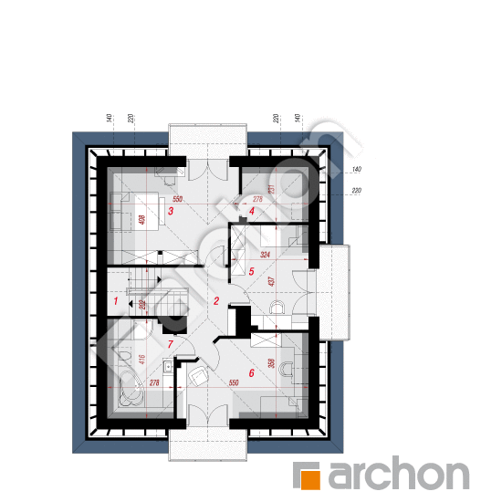 Проект дома ARCHON+ Дом в багрянике (П) План мансандри