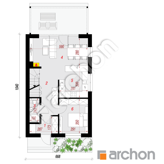 Проект дома ARCHON+ Дом в ривиях 14 План першого поверху