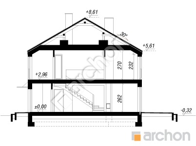 Проєкт будинку ARCHON+ Будинок в рівіях 14 Розріз будинку