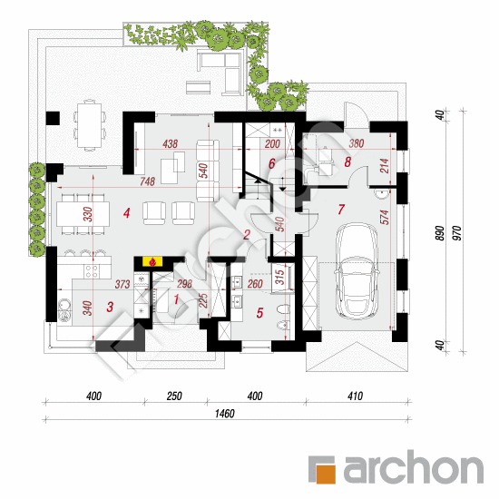 Проект будинку ARCHON+ Будинок в сріблянках 4 План першого поверху