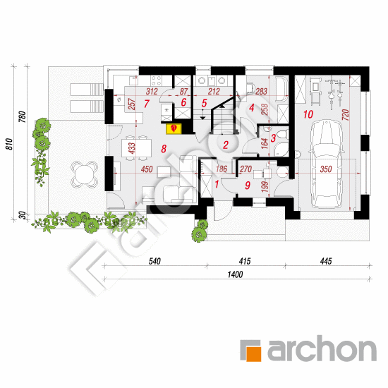 Проект дома ARCHON+ Дом в кропликах План першого поверху