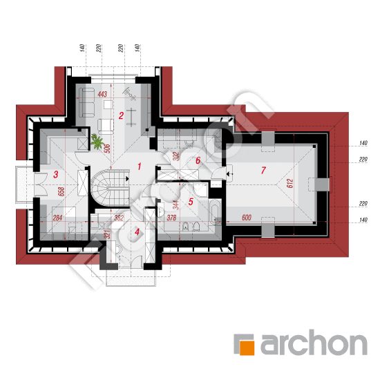 Проект будинку ARCHON+ Будинок у лаванді 3 (Г2) План мансандри