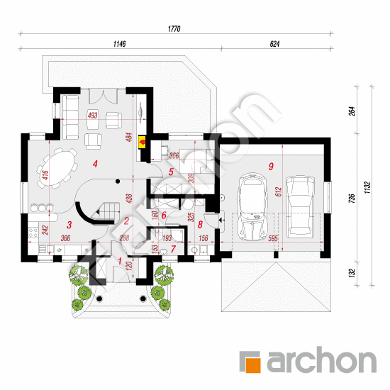 Проект будинку ARCHON+ Будинок у лаванді 3 (Г2) План першого поверху