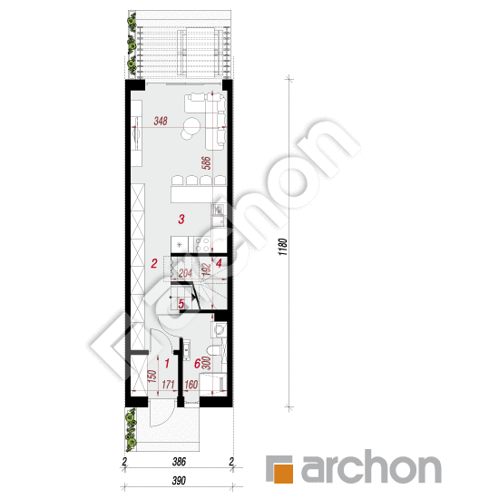 Проект дома ARCHON+ Дом в рео (С) План першого поверху
