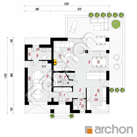 Проект будинку ARCHON+ Будинок орлішках 3  План першого поверху