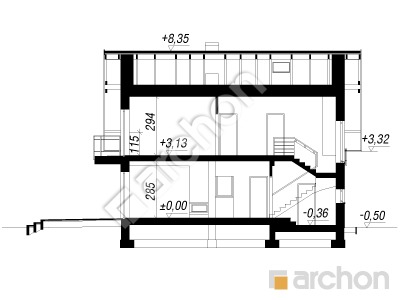 Проект дома ARCHON+ Дом в рододендронах 16 (В) Розріз будинку
