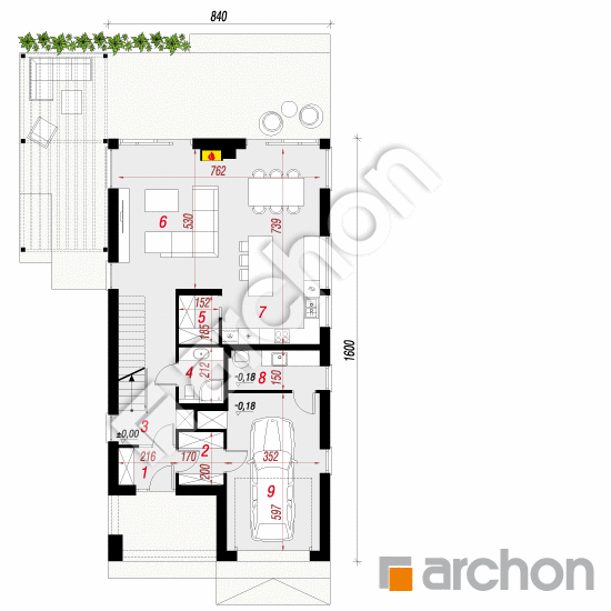 Проект будинку ARCHON+ Будинок в блакитній жимолості План першого поверху