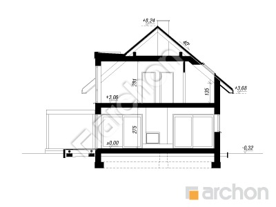 Проект дома ARCHON+ Дом в голубой жимолости Розріз будинку