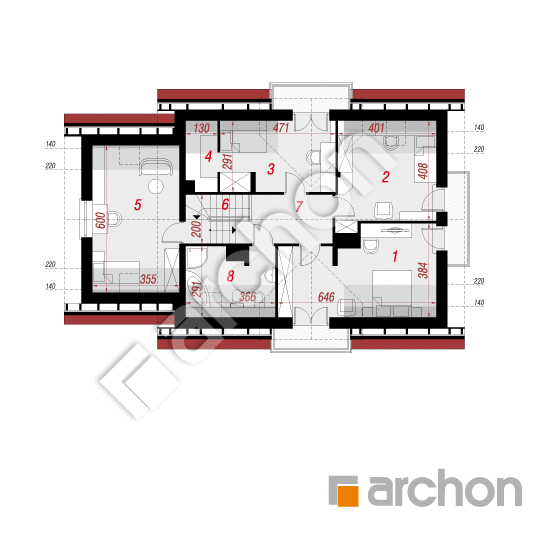Проект будинку ARCHON+ Будинок у вербені 5 вер.2 План мансандри