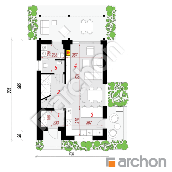 Проект дома ARCHON+ Дом в маргаритках 4 План першого поверху