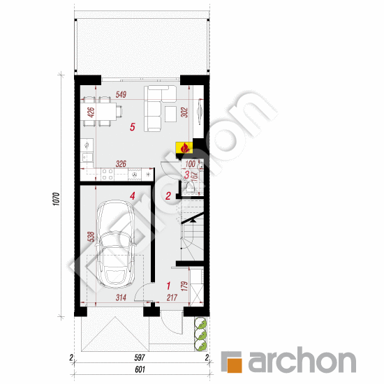 Проект дома ARCHON+ Дом в ривиях 16 (ГС) вер.2 План першого поверху