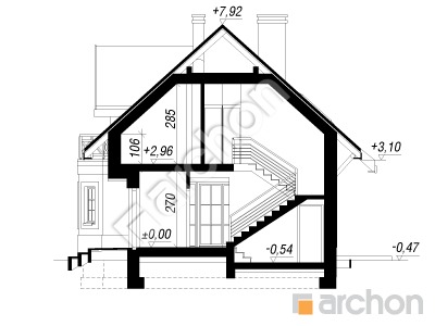 Проєкт будинку ARCHON+ Будинок в ананасах вер.2 Розріз будинку