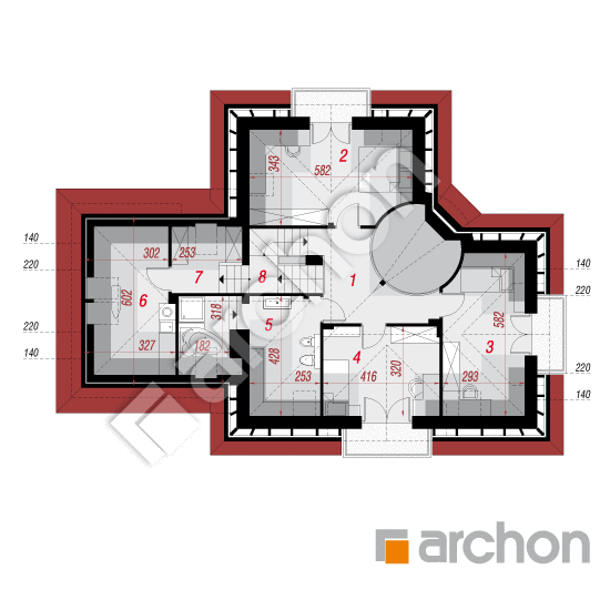 Проект дома ARCHON+ Дом в алоэ 3 вер.2 План мансандри