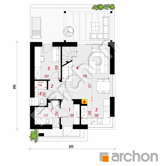 Проект будинку ARCHON+ Будинок мініатюрка 3 (А) План першого поверху