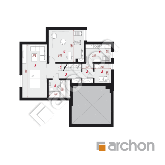 Проект будинку ARCHON+ Будинок у феліціях (Г2П) План підвалу