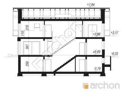 Проект дома ARCHON+ Дом в фелициях (Г2П) Розріз будинку