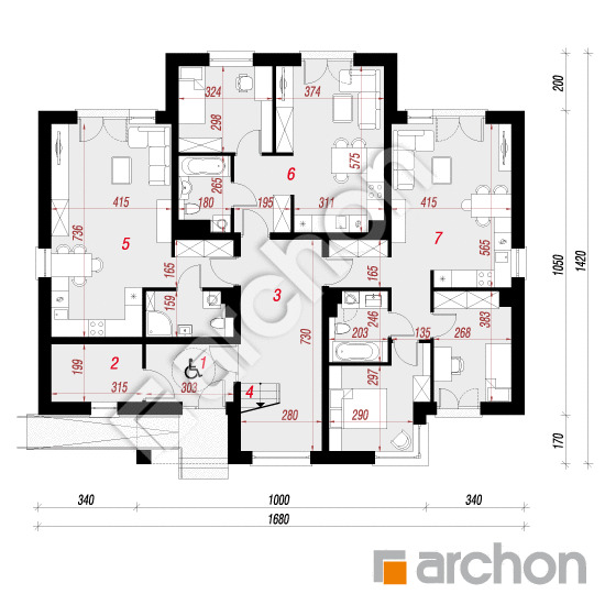 Проект будинку ARCHON+ Будинок при парку 4 План першого поверху