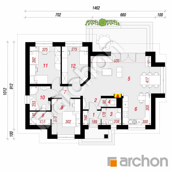 Проект дома ARCHON+ Дом в вереске вер. 2 План першого поверху