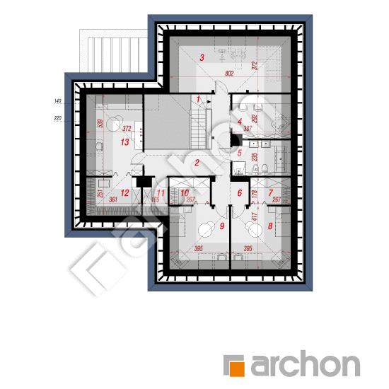 Проект дома ARCHON+ Дом в подснежниках 21 (Г2) План мансандри