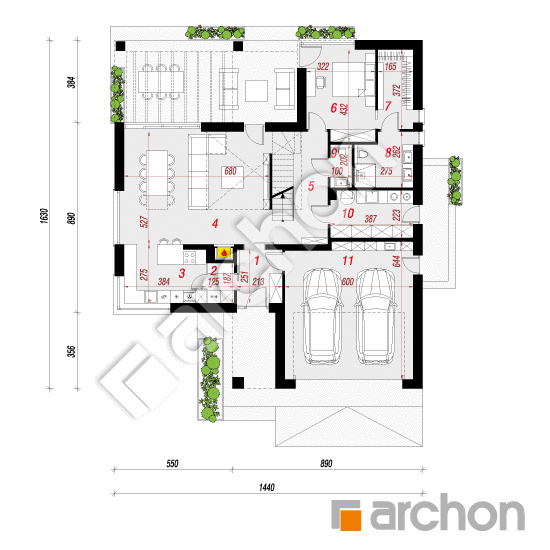 Проект дома ARCHON+ Дом в подснежниках 21 (Г2) План першого поверху