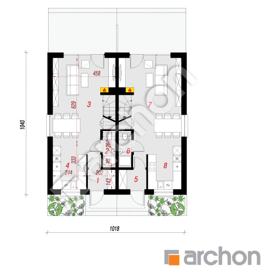 Проект дома ARCHON+ Дом в ривиях 4 (Р2) План першого поверху