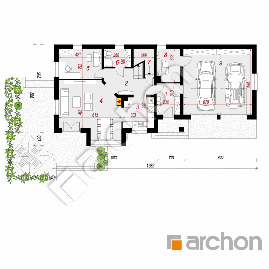 Проект будинку ARCHON+ Будинок в авокадо 2 (Г2Н) План першого поверху