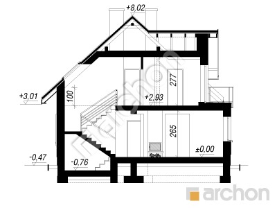 Проект дома ARCHON+ Дом в авокадо 2 (Г2Н) Розріз будинку
