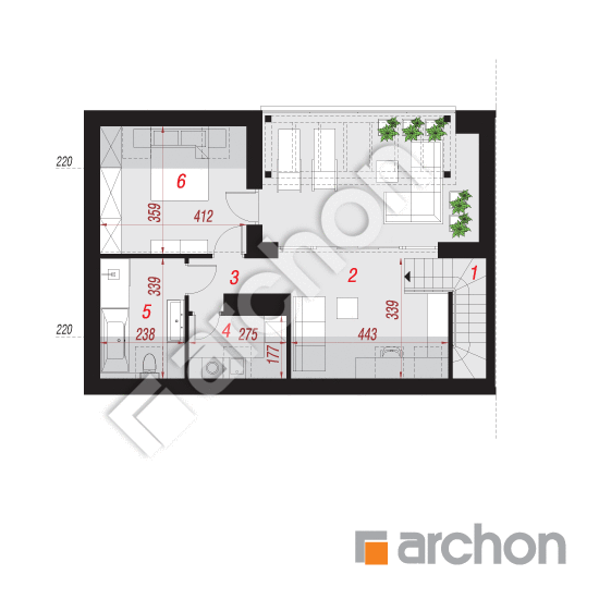 Проект дома ARCHON+ Дом в халезиях 6 (Р2Б) План мансандри