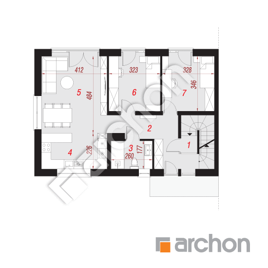 Проект дома ARCHON+ Дом в халезиях 6 (Р2Б) План першого поверху