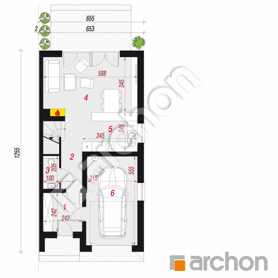 Проект дома ARCHON+ Дом под гинко 7 (ГБ) План першого поверху