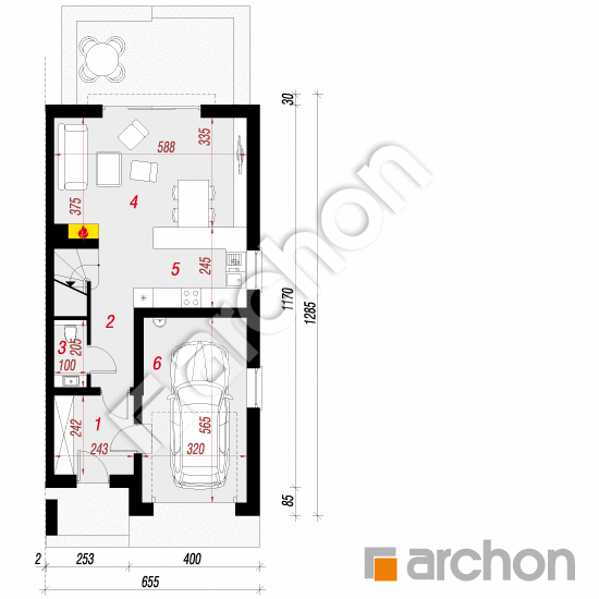 Проект дома ARCHON+ Дом под гинко 7 (ГБН) План першого поверху