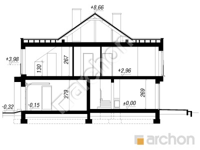Проект дома ARCHON+ Дом под гинко 7 (ГБН) Розріз будинку